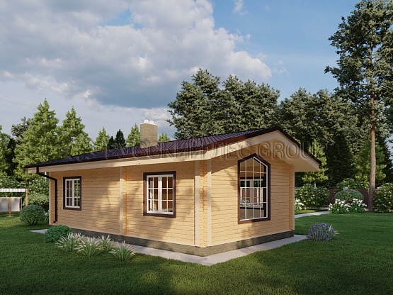 Дом из бруса проект ТРЕЗИНИ 49,3м2 9,5х5,5