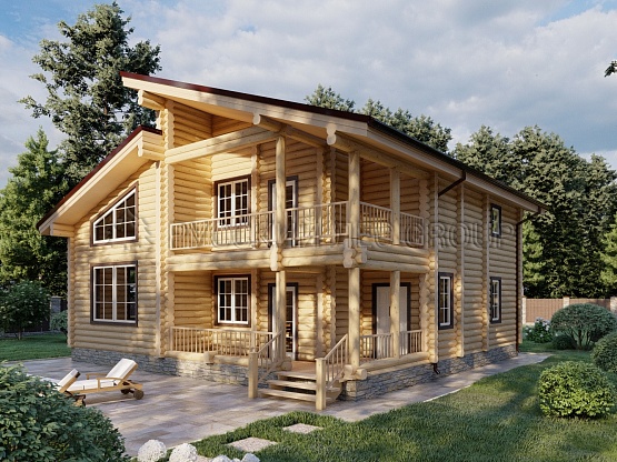 Дом из бревна проект КАРЛСОН 240,00м2 11,7x11,1