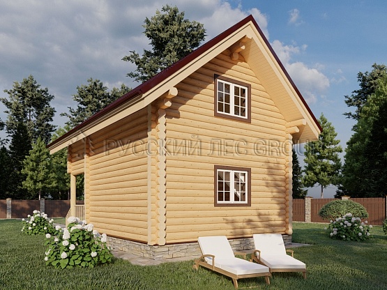 Дом из бревна проект ШЕББИ 77,7м2 5,5х8,0