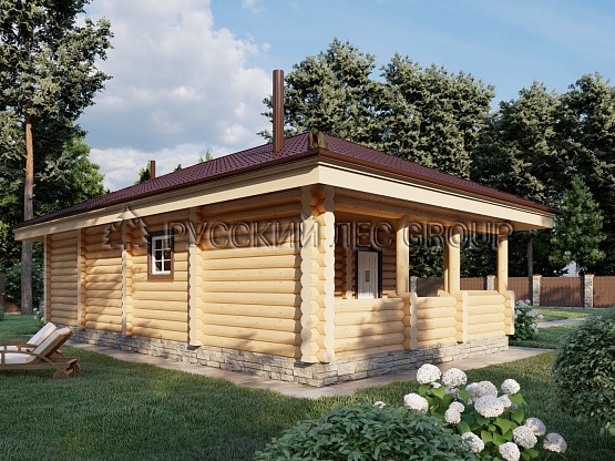 Дом из бревна проект БОВЕ 63,9м2 6,3х11,3